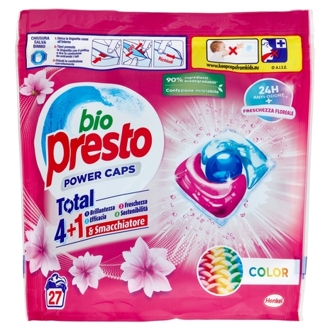 BIO PRESTO Power Caps Aromatherapy Sensazioni Floreali Orchidea Color 27 Lavaggi 27 x 12 g